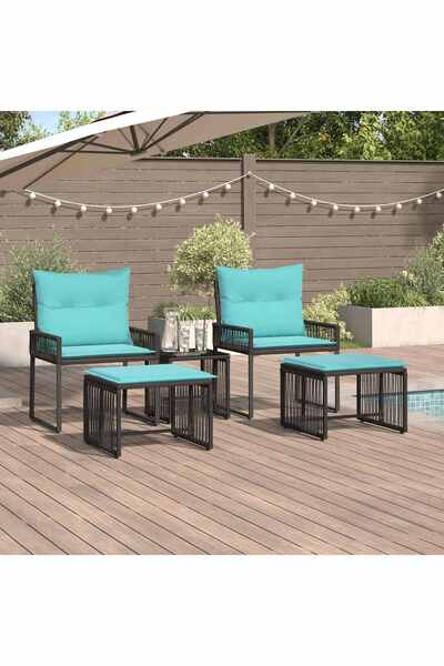 vidaxl Set de Mobilier pentru Exterior 11 pcs Negru si Turcoaz