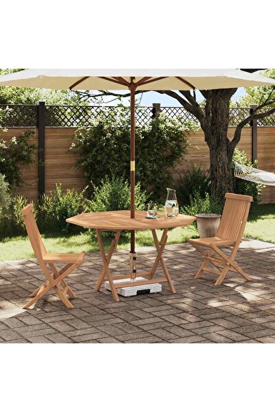 vidaxl Set Bistro de Gradina 3 pcs Maro Lemn Teak Solid