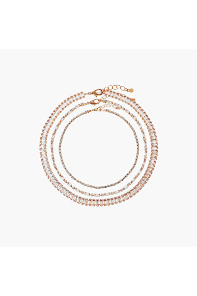 Lifestyle Cubic Zirconia Embellished Necklace - Set of 3