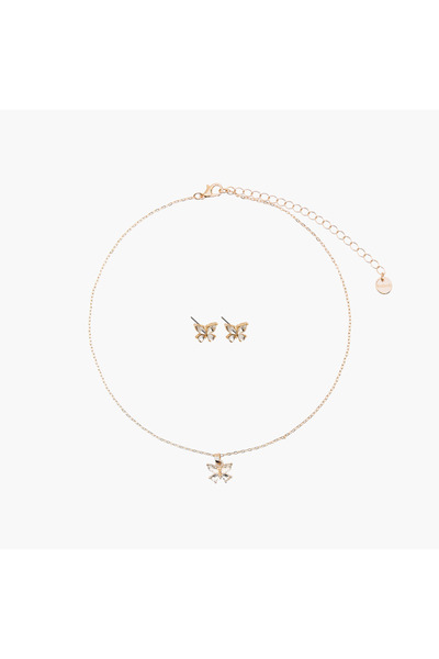 Lifestyle Set of 2 - Stone Embellished Necklace and Earrings