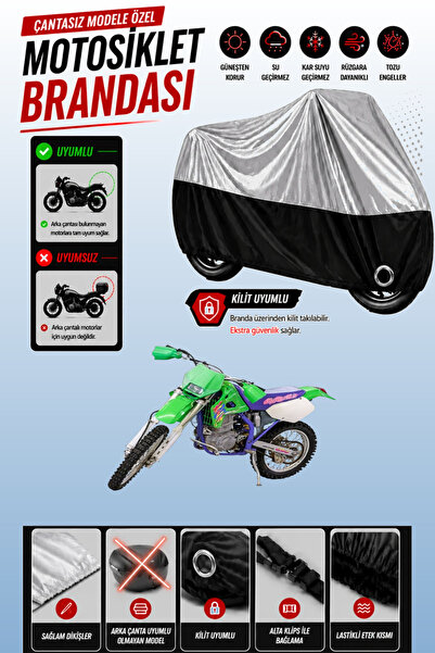 Cemku Twin غطاء محرك متوافق مع كاواساكي KLX 650 باللون الرمادي من الأعلى والأ...