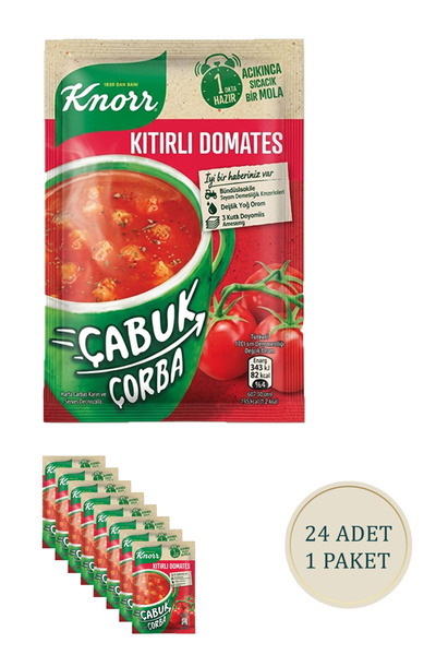 Knorr Çabuk Çorba - Kıtırlı Domates - 22 Gr - 24 Adet - 1 Kutu
