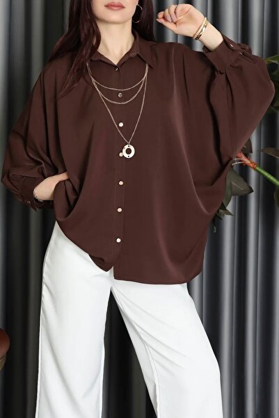 Noi Belis Accessory Detailed Oversize Bat Sleeve Woven Shirt Ss26Go0015