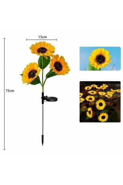 OEM Set 2x Lampă Solară LED , Model Floarea-Soarelui, Decorative ,75cm, Panou Solar, IP65, Lumina calda