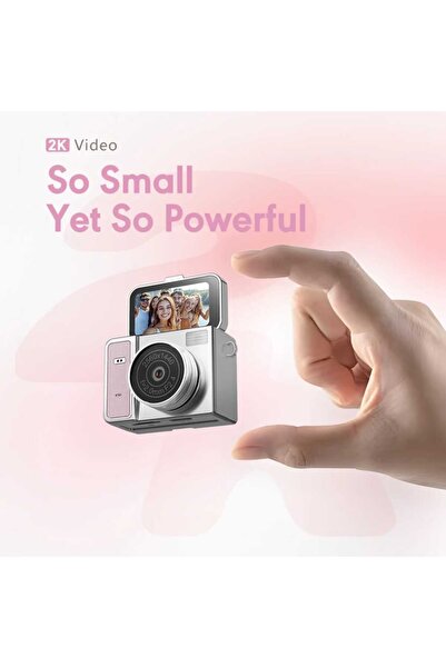 beemen 2K Mini Dijital Kamera Flip Ekranlı 48MP Selfie Kamerası | Taşınabilir Retro Tasarım Vlog & Fotoğraf Kamerası