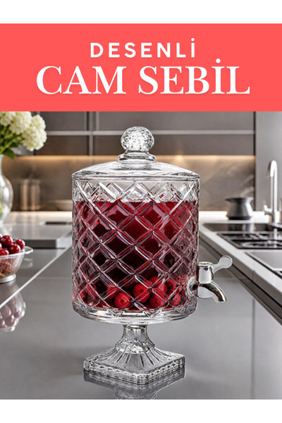 Ucuzuna Bak Cam Ayaklı Musluklu Meşrubat Sebili Şerbetlik 4.5 Lt