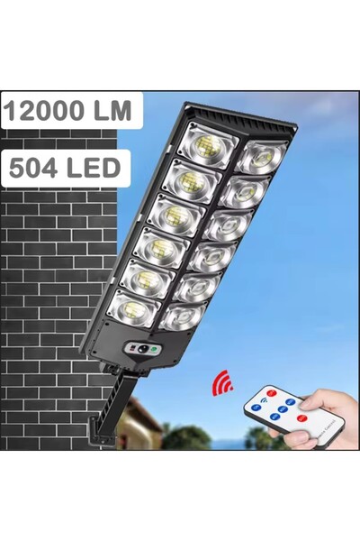 SGE 12000 LÜMEN 504 LED GÜNEŞ ENERJİLİ HAREKET SENSÖRLÜ KUMANDALI BAHÇE SOKAK...
