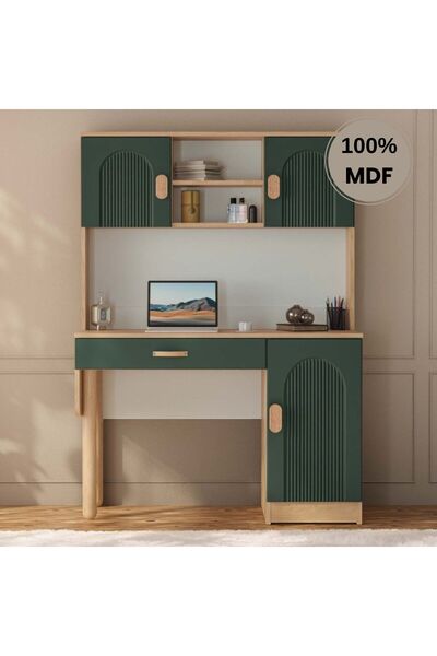 comiet Begonya Mdf Kitaplıklı Dolaplı Çalışma Masası