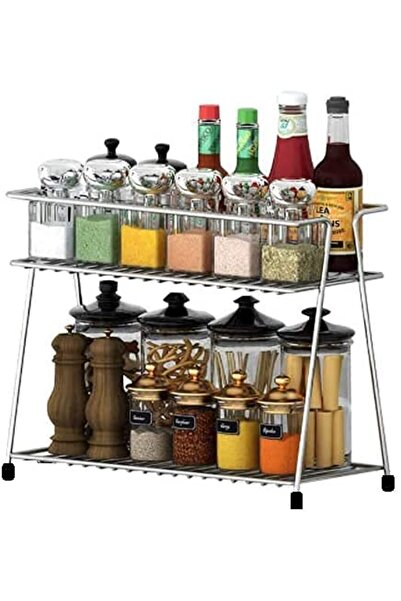 Winstar Ansh Boutique Multipurpose Stainless Steel Spice 2-Tier Trolley Conta...
