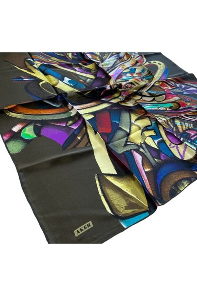 Aker Yeşil Batik Desen Sura İpek Eşarp 33167