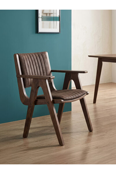 Gazzini Furniture Hugo Kapitone Döşemeli Kolçaklı Ahşap Sandalye