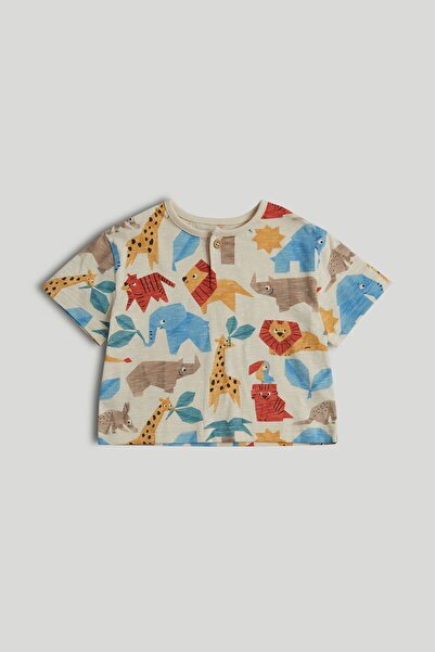 MOTHERCARE تي شيرت هينلي بنمط حيواني بلون البيج