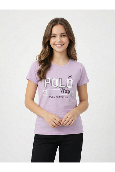 Polo Play By Styli تي شيرت للفتيات المراهقات برقبة دائرية وشعار جرافيك