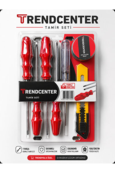TRENDCENTER 7’li Set Tornavida + Kontrol Kalemi + Maket Bıçağı + Bant