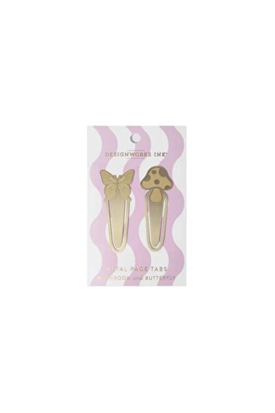 designworks ink Brass Page Tabs Mushrooms Butterfly(Set Of 2)2Li Metal Ayraç