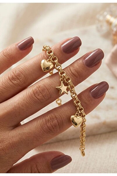 XUPING JEWELRY Charmlı Sevgi Ve Şans 14K Kuyumcu Model Gold Kadın Bileklik Xu...