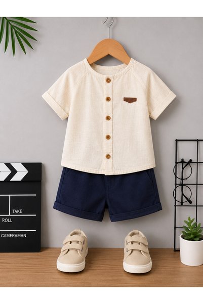 MiniBou Muslin Cotton 2-Piece Shorts and Shirt Children's Set