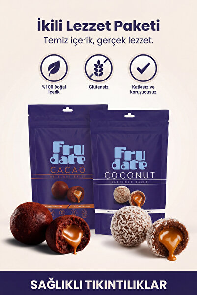 Frudate Cacao & Coconut - 2'li Paket - Kakaolu ve Hindistan Cevizli Hurma Top...