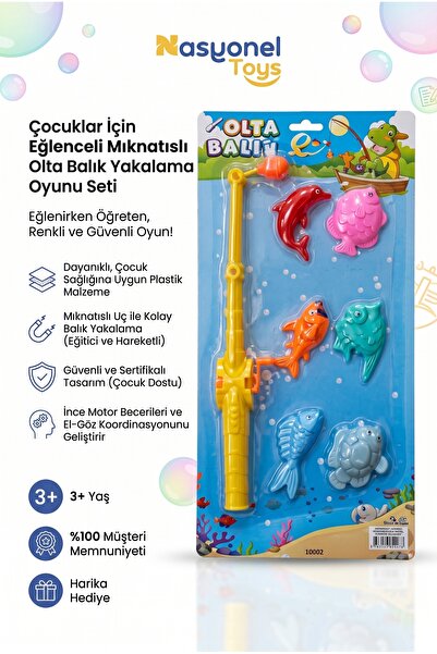 NASYONEL TOYS Çocuklar İçin Eğlenceli Mıknatıslı Olta Balık Yakalama Oyunu Seti