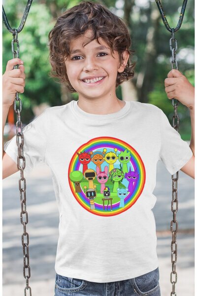 SEVBANO Tricou pentru copii cu imprimeu Sprunki, unisex, cu desene animate (1...