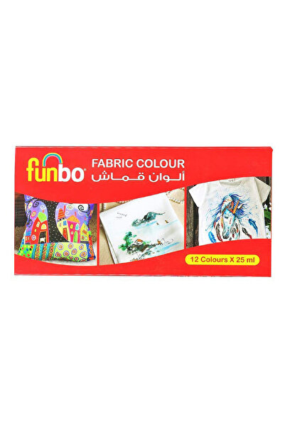 Funbo مجموعة ألوان طلاء الأقمشة، 12 قطعة، 25 مل