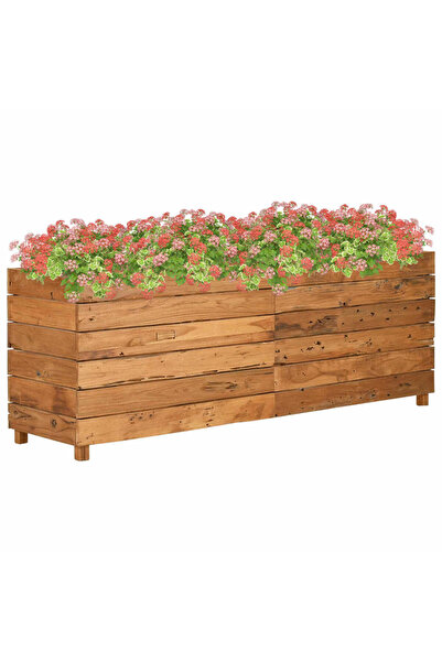 vidaxl Strat inaltat, 150x40x55 cm, lemn de tec reciclat si otel