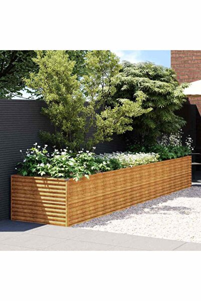 vidaxl Strat inaltat de gradina, 479x100x69 cm, otel corten