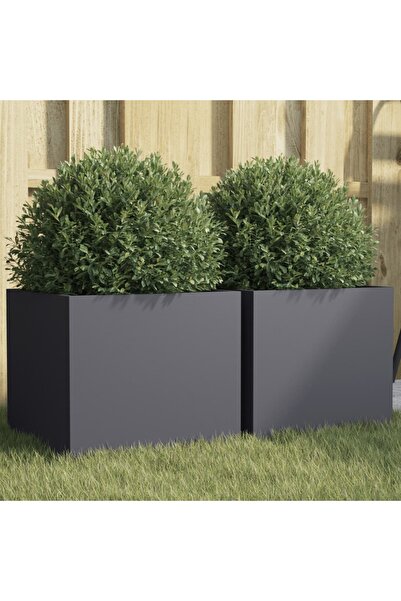 vidaxl Jardiniere, 2 buc., antracit, 32x30x29 cm, otel