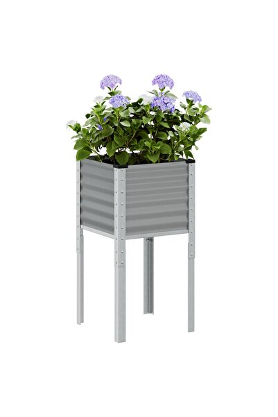 vidaxl Jardiniera de gradina, gri, 45x45x88 cm, otel