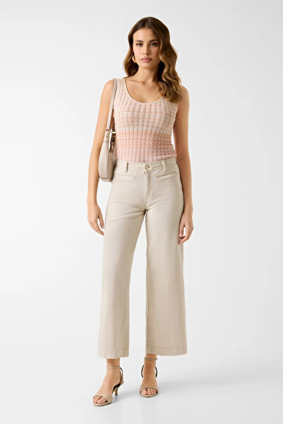 Guess Zoya Palazzo Fit Cream Trousers W6Gb15W1886-A115