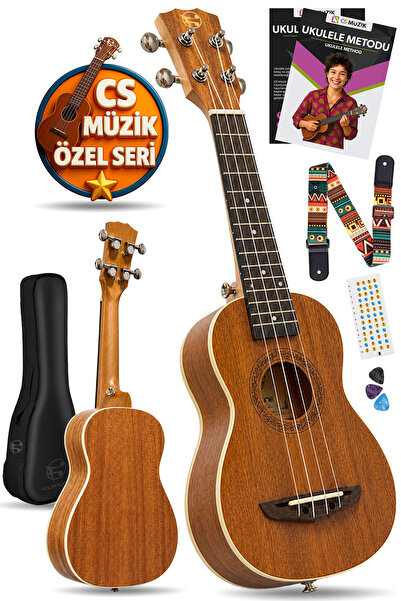 Fourtune Sydra UKS-21M Soprano Ukulele Maun Ağacı Profesyonel Ukulele Seti