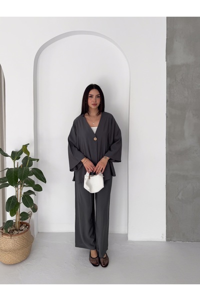 Pukka Kadın Modal Kumaş Yarasa Kol Kimono İkili Takım