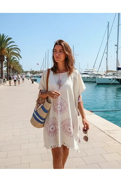 ELİTE NOVA SHOPPİNG cotton Bohem Desenli Pamuk Pareo – Plaj Elbisesi / Kimono...