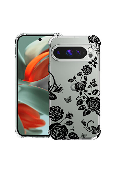 bestcase Husă Antișoc pentru Google Pixel 10 Pro XL, Florală - Trandafir Negr...