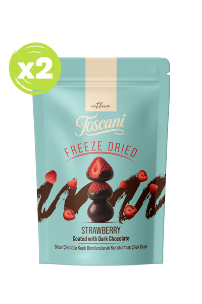 vit'love toscani Bitter Çikolata Kaplı Dondurularak Kurutulmuş Çilek Draje 2 ...