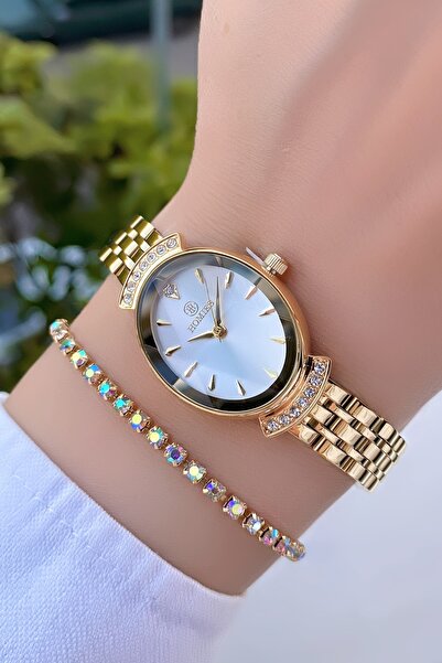 Homies Gold Color Oval Case - Adjustable Steel Band - Bracelet Included