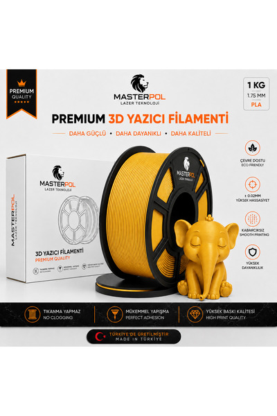 MASTERPOL Premium Pla Filament Gold 1 KG 1.75 MM 3D YAZICILAR İÇİN ( FLEMENT ...