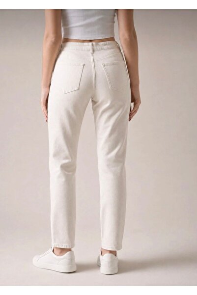 SAPAKTEKS Prag Beige Cream Boyfriend Mom Jean Women's Recovery Denim Pants