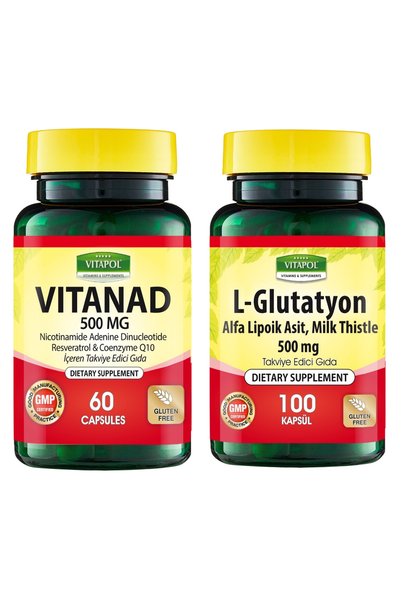 Vitapol حزمة تجديد الخلايا الخلوية، عبوتين من فيتاناد إل-جلوتاثيون ناد جلوتاثيون