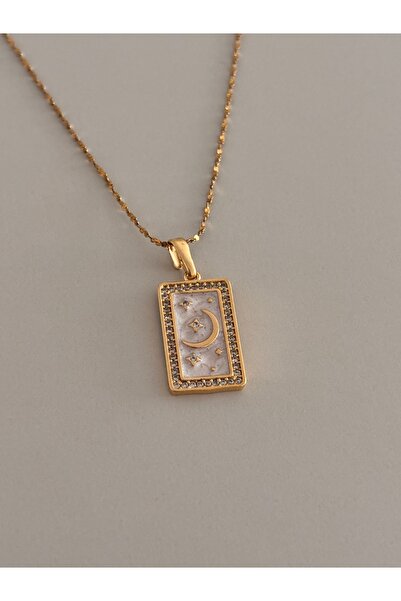 DİESMOONCO Vintage Ay Yıldız Figürlü Zirkon Taşlı Çelik Kolye – Gold Minimal ...