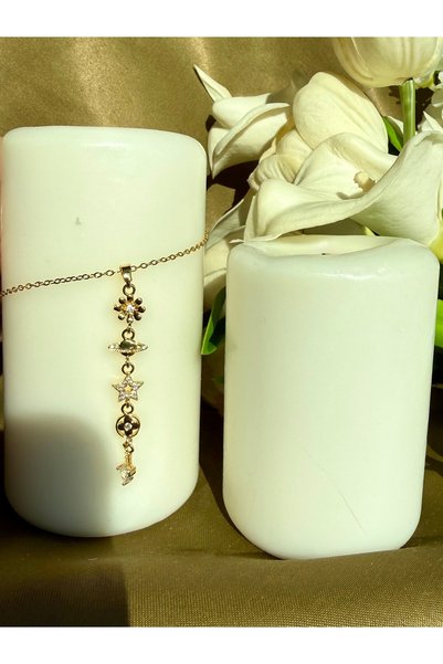 Merishe Jewerly Gold Daisy Star Stone Y Model Stainless Steel Necklace