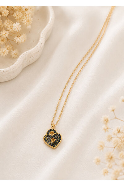 Archhazel Jewelery Black Zircon Stone Heart Necklace