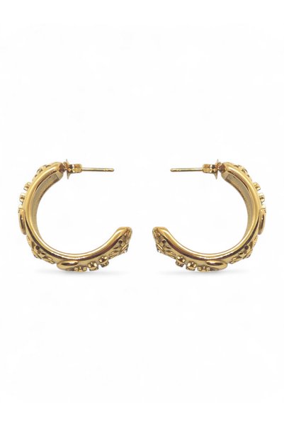 Duiwerlis Women's Gold Color 2.5cm Sun Moon Star Patterned Stone Earrings Vintage Stylish Modern Earrings