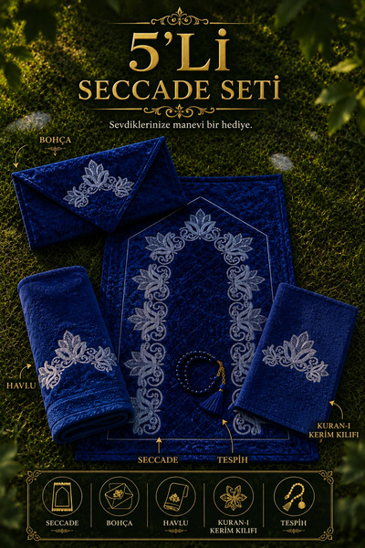 Hig Store 5’li Seccade Seti Kadife Kapitoneli Nakışlı Çeyizlik Gelin Nişan Bo...