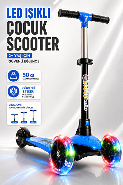 YILDIRIM OYUNCAK LED Işıklı 3 Tekerlekli Çocuk Scooter – 3 Kademeli Ayarlanab...
