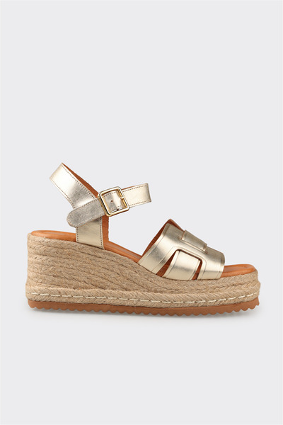 Elle Shoes Gold Deri Kadın Sandalet