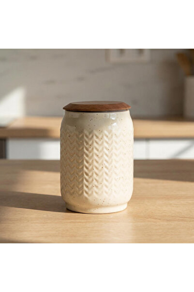 Home Box جرة كلاسيكية منقوشة بنقشة منقطة - سعة 1 لتر