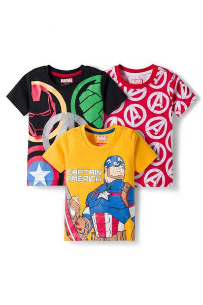 Babyhug Marvel Single Jersey Knit Half Sleeves T-Shirts Avengers (Pack of 3) ...
