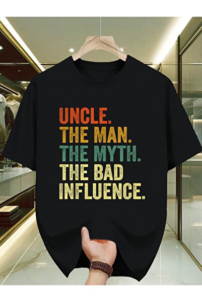 bolivia's تي شيرت بطباعة جرافيك Uncle Man Myth Bad Influence - ياقة دائرية، أ...