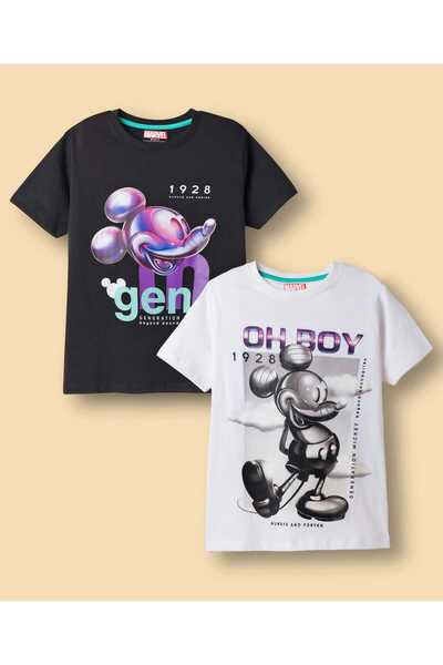 Pine Kids Disney Single Jersey Knit Half Sleeves T-Shirts Mickey Mouse (Pack ...